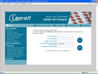 Orden de Compra, Web Laproff
