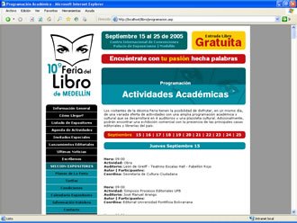 Programación diaria, Web Feria del Libro Medellín