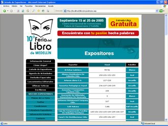 Listado de expositores, Web Feria del Libro Medellín