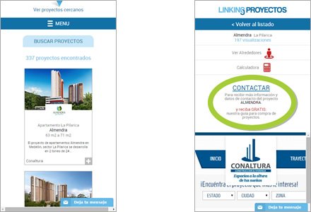 Versión móvil (responsive), Sitio responsive Linking Proyectos
