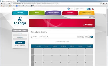 Calendario, Web Joomla Responsive La Lonja