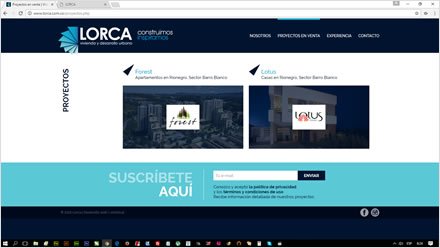 Proyectos en venta, Web HTML5 responsive Constructora Lorca
