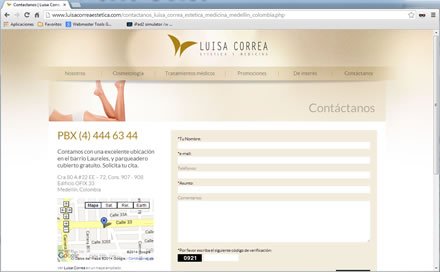 Contacto, Web administrable Dra. Luisa Correa