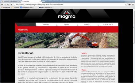 Presentación, Web administrable Magma Ingenieros