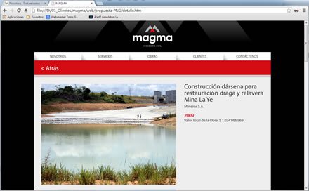 Detalle de obra, Web administrable Magma Ingenieros