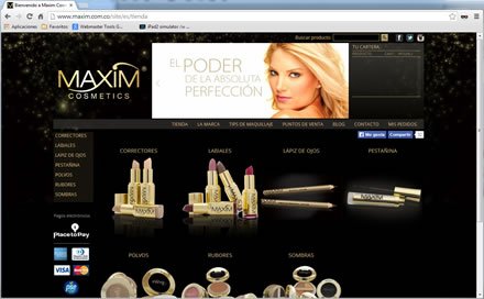 Tienda, Tienda e-commerce Maxim Cosmetics