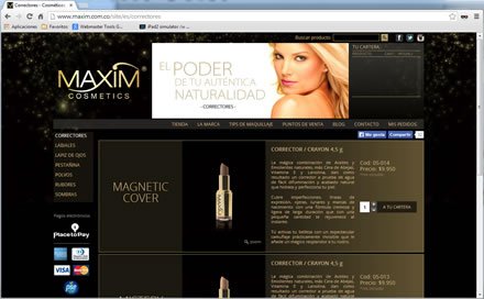 Labiales, Tienda e-commerce Maxim Cosmetics