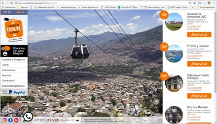 Home, Web HTML5 responsive Medellín Travel Support
