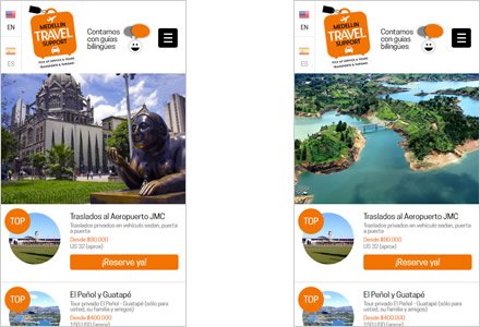 Adaptación Responsive, Web HTML5 responsive Medellín Travel Support