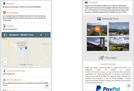 Adaptación Responsive, Web HTML5 responsive Medellín Travel Support