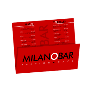 Carta (abierta), Identidad Visual Milano Bar