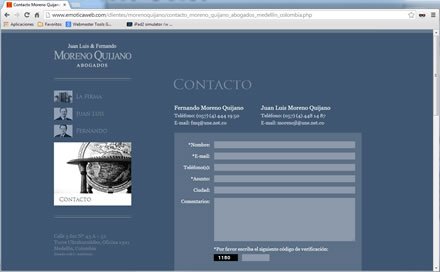 Contacto, Sitio web Moreno Quijano