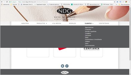 Clientes, Sitio web responsive NDG Uniformes