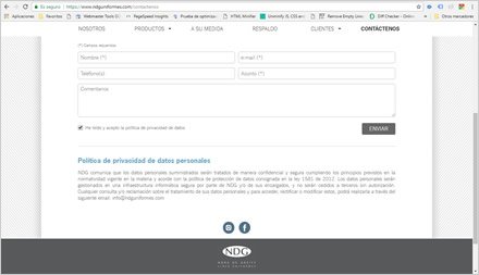 Contactos, Sitio web responsive NDG Uniformes