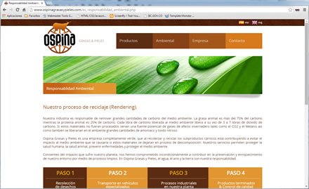 Compromiso ambiental, Sitio web Ospina Grasas