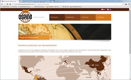 Exportaciones, Sitio web Ospina Grasas