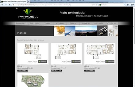 Planos arquitectónicos, Sitio web Paradisia