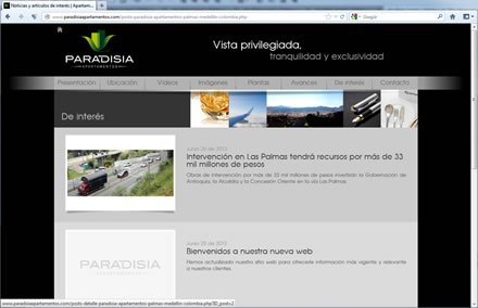 Blog, Sitio web Paradisia