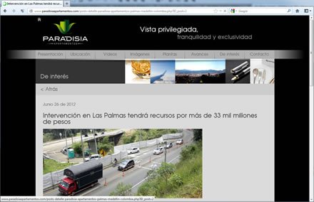 Blog (detalle post), Sitio web Paradisia