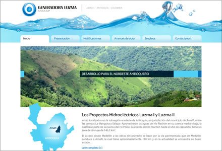 Home, Web administrable Hidroeléctrica LUZMA