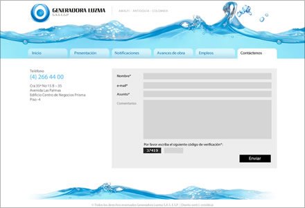 Contacto, Web administrable Hidroeléctrica LUZMA