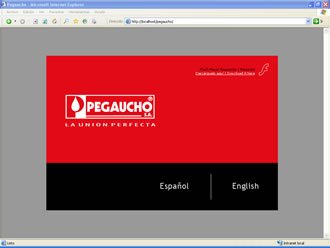 Selección de idioma., Web Pegaucho