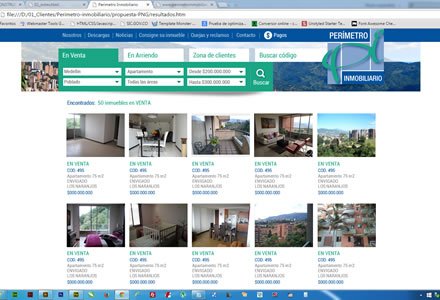 Resultados de búsqueda, Sitio web responsive Perímetro Inmobiliario