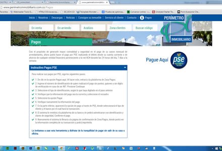 Pagos PSE, Sitio web responsive Perímetro Inmobiliario