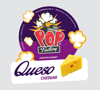 Sticker sabor Queso Cheddar, Diseño empaques Pop Factory