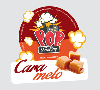 Sticker sabor Caramelo, Diseño empaques Pop Factory