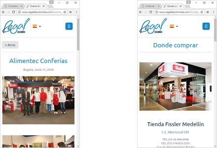 Adaptación Responsive, Web HTML5 administrable Regal de Colombia