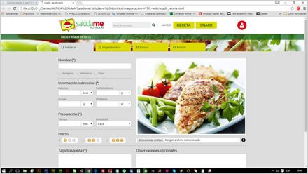 Añadir nueva receta, Interfaces Web UdeA