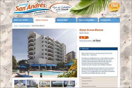 Plan detalle, Portal Joomla Viajes a San Andrés