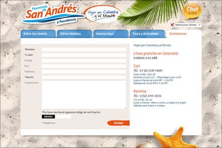 Contacto, Portal Joomla Viajes a San Andrés