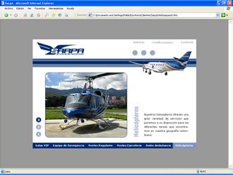Presentación helicópteros, Web Aerolínea Sarpa