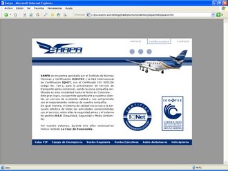 Certificaciones, Web Aerolínea Sarpa