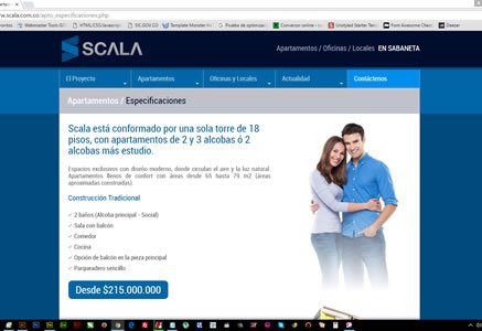 Especificaciones, Sitio web responsive Scala (Proactiva)
