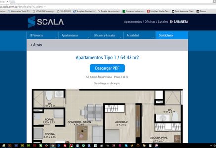 Detalle planta, Sitio web responsive Scala (Proactiva)