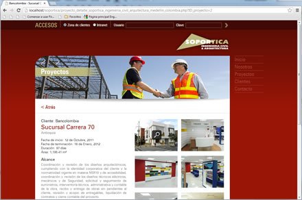 Proyectos (detalle), Web y Extranet Sopórtica