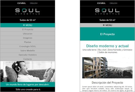 Versión móvil (responsive), Sitio Responsive Soul Suites