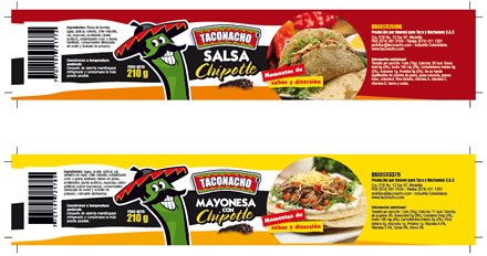 Etiquetas Salsa y Mayonesa Chipotle, Empaques y material P.O.P Taconacho