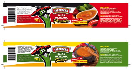 Etiquetas Salsa Mexicana, Empaques y material P.O.P Taconacho