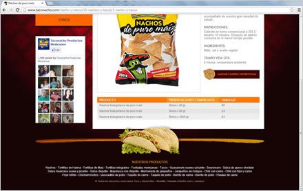 Producto (detalle), Sitio web Joomla Taconacho