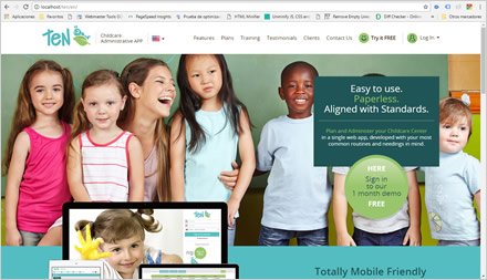 Landing Page, Web responsive HTML5 TEN Childcare App