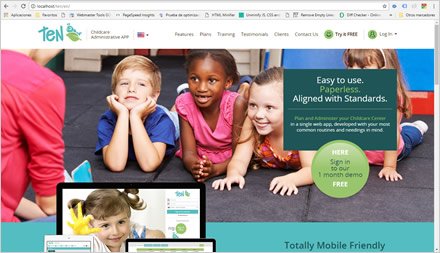 Landing Page, Web responsive HTML5 TEN Childcare App