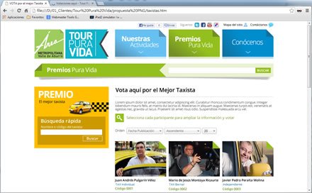 Concursantes (taxistas), Web Joomla Area Metropolitana