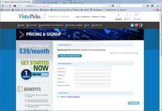 Pricing & Signup, Portal CMS Joomla Vistapicks